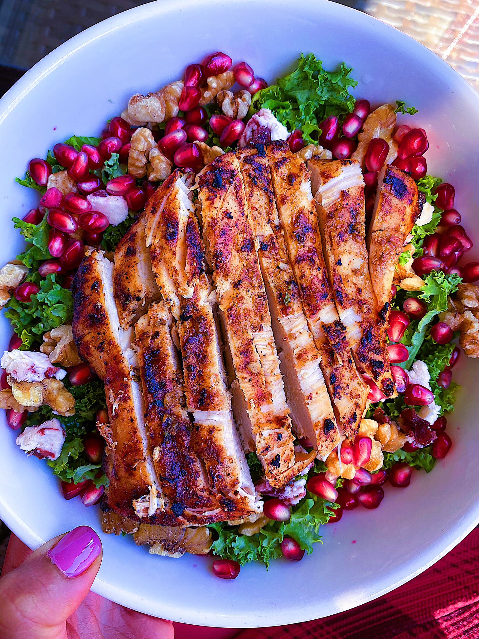 Pomegranate walnut and goat cheese salad