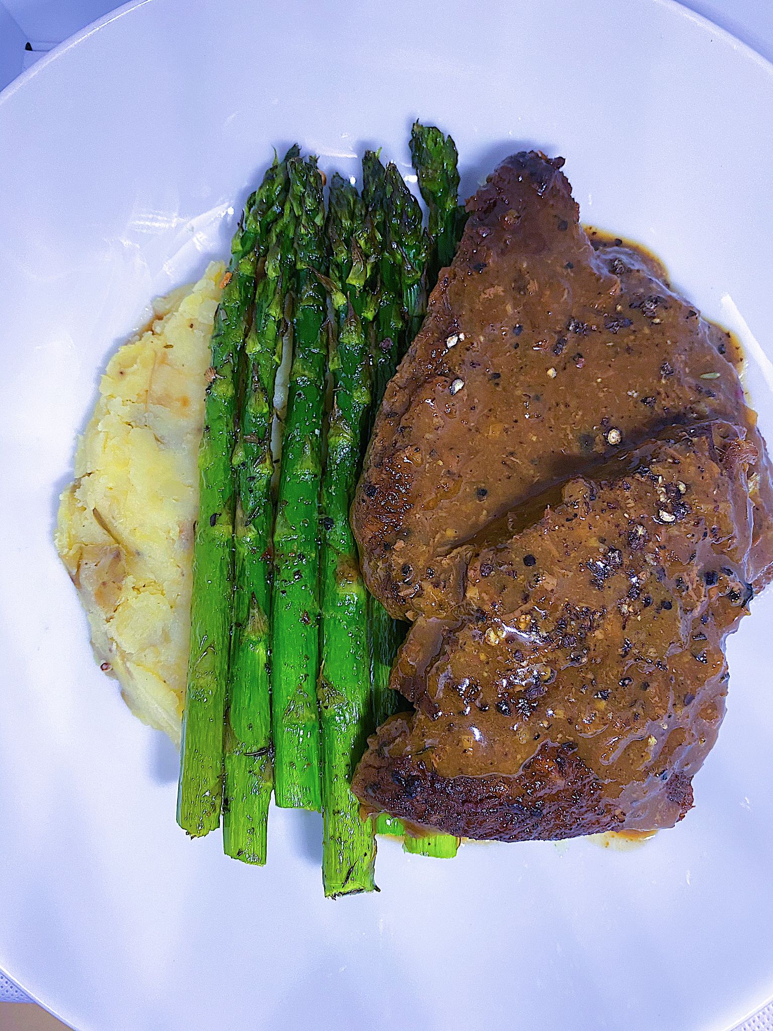 Peppercorn and mushroom sirloin