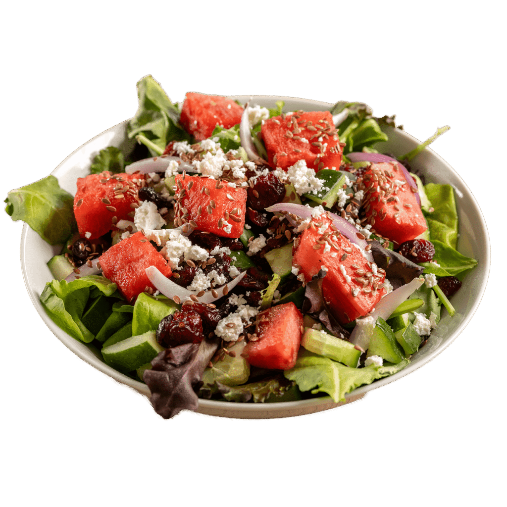 Watermelon, Feta & Flex Seed Spinach Salad
