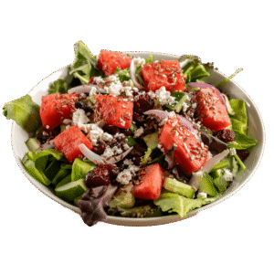 Watermelon, Feta & Flex Seed Spinach Salad